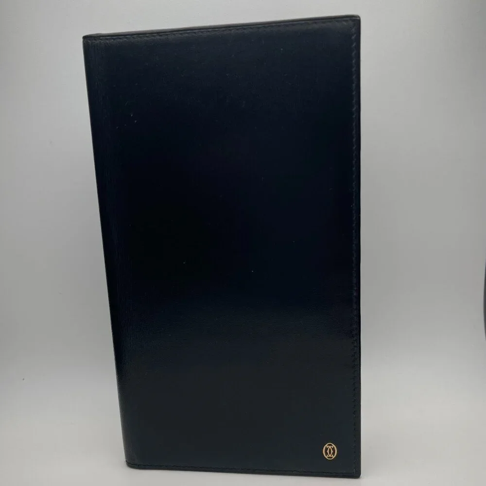 Cartier Pasha Leather Long Bifold Organizer Wallet - Black - Preowned